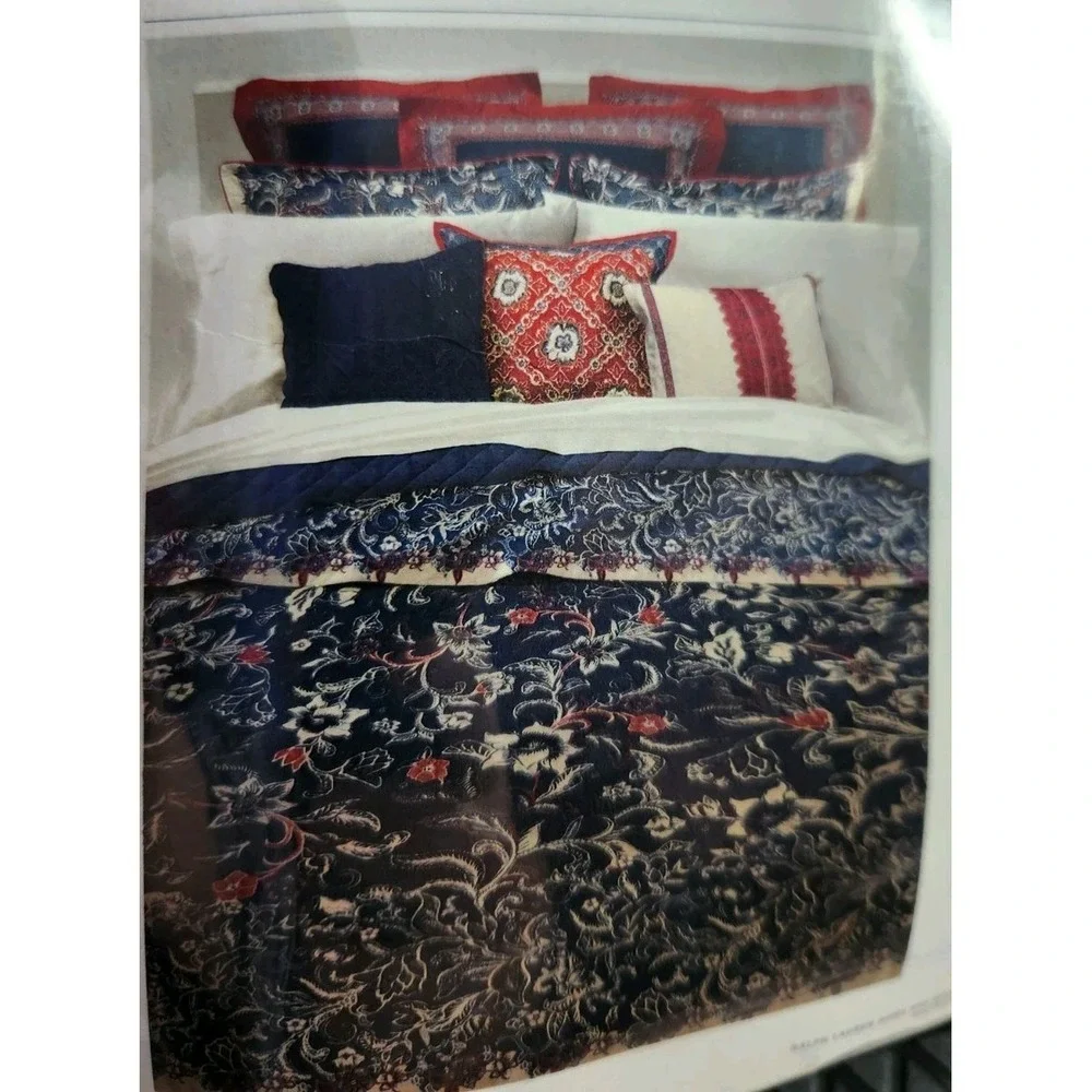 Ralph Lauren Mirabelle King Duvet Cover Floral Indigo Blue 108 x 96  NEW Luxury